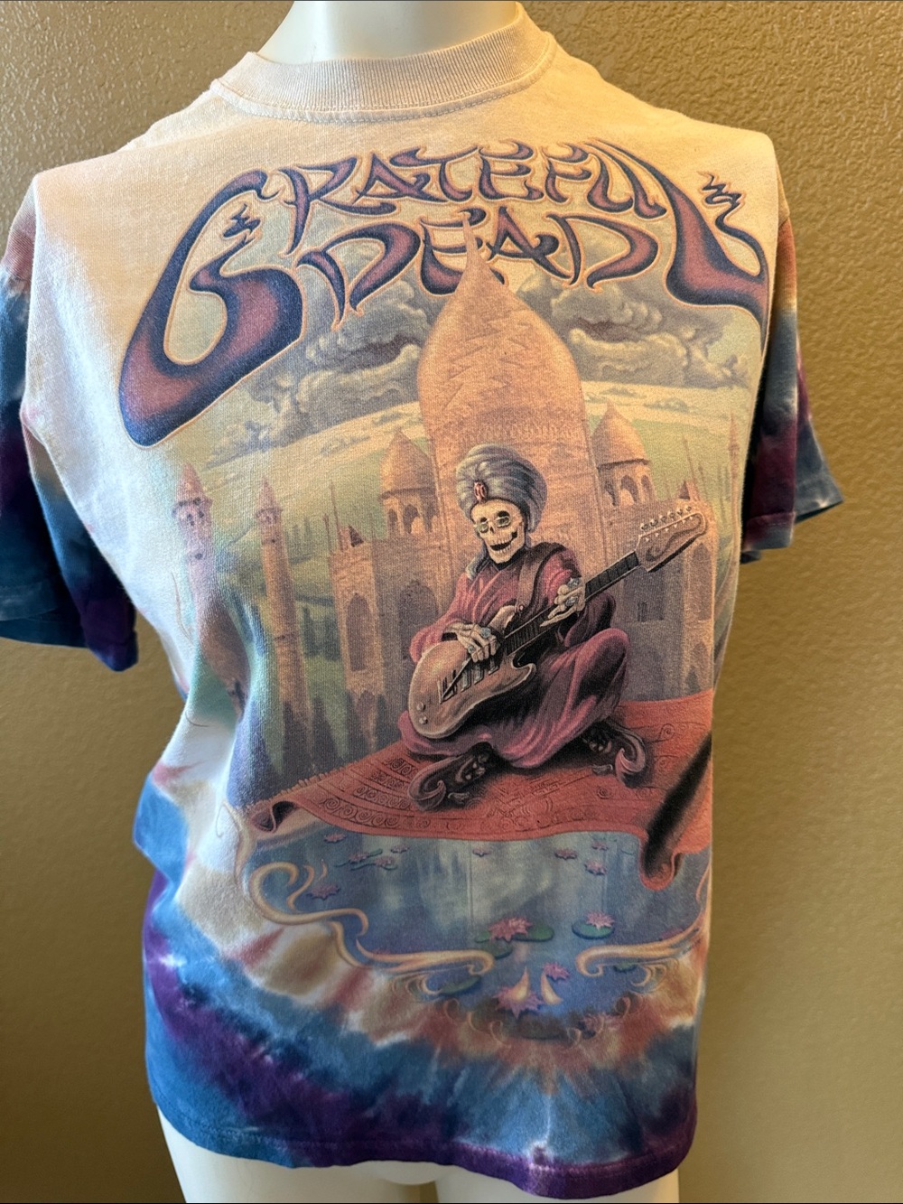 Grateful Dead Beige, Purple and Blue Tie-Dye Graphic Tee